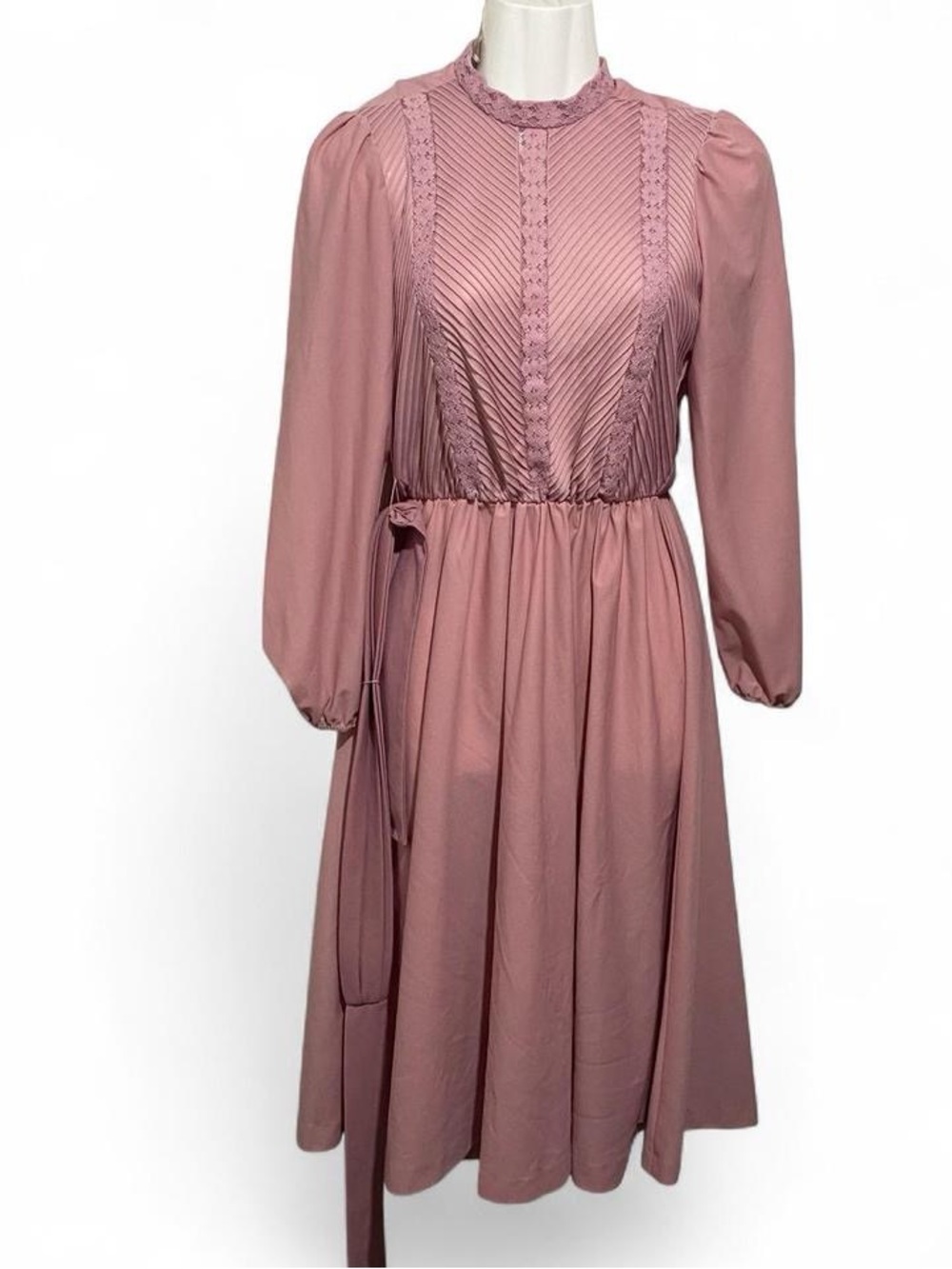 Sears Rose Pink Long Sleeve Midi Dress